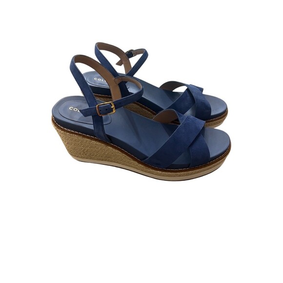 Cole Haan Shoes - Cole Haan Womens Wedge Espadrille Sandals Blue Ankle Strap Size 7.5